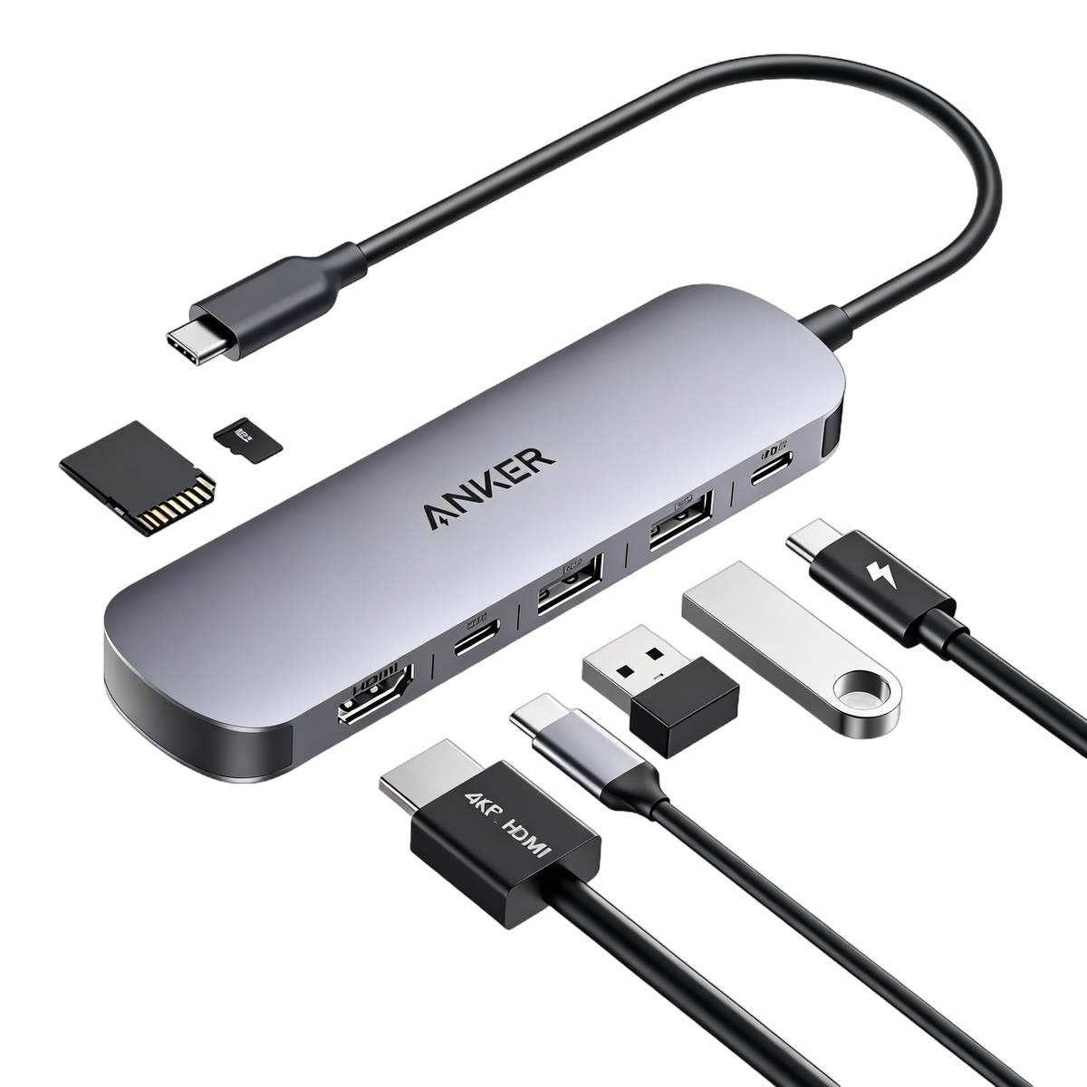 Anker 7-in-1 USB-C Hub - Up to 85W / 5Gbps / Gray