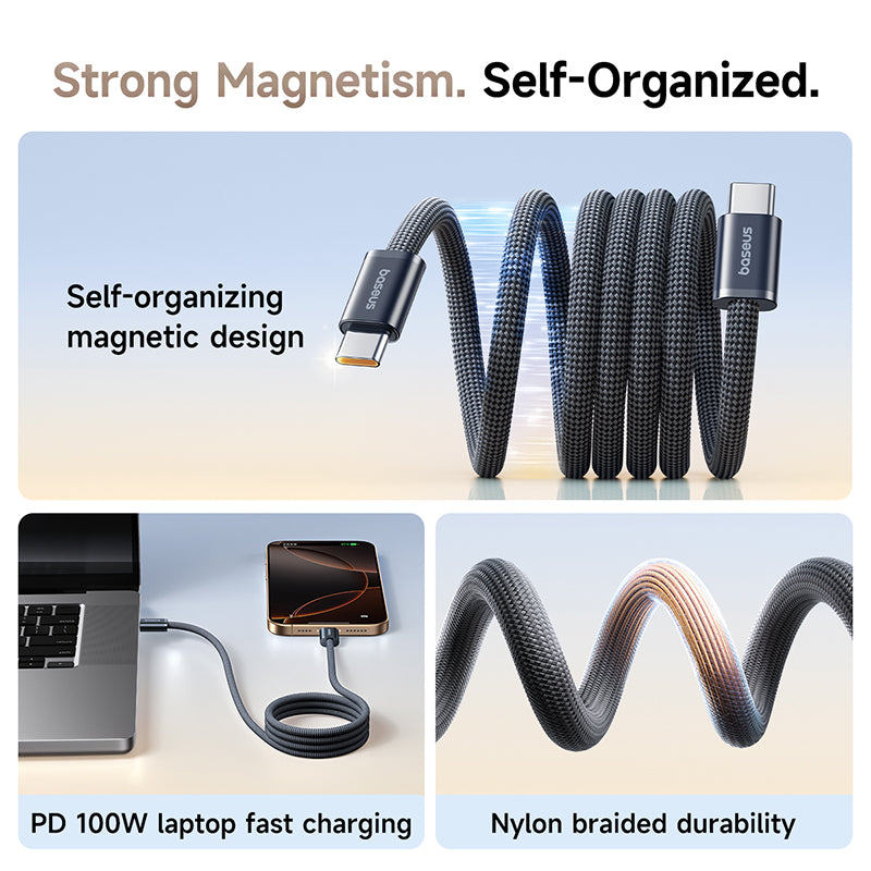 Baseus Dynamic 4 Pro Magnetic Fast Charging Cable - USB-C / 100W / 1 Meter / Black