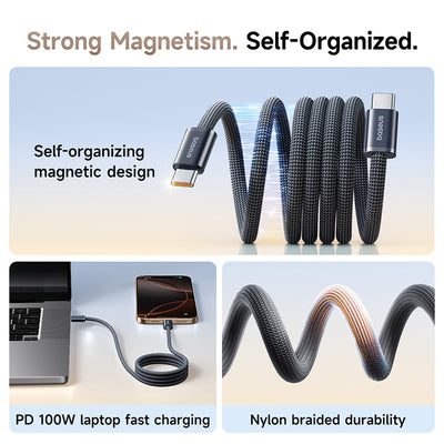 Baseus Dynamic 4 Pro Magnetic Fast Charging Cable - USB-C / 100W / 1 Meter / Black