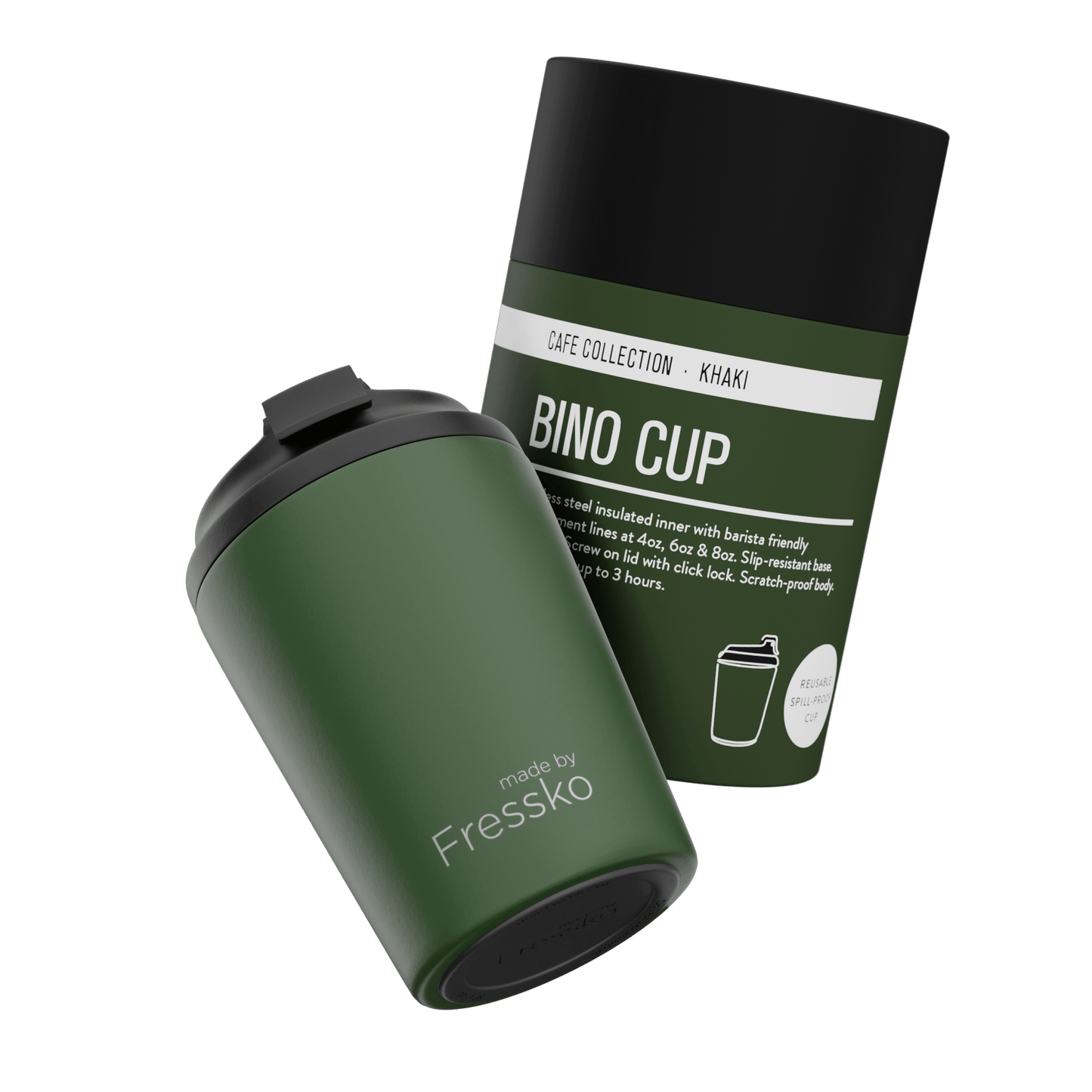 Fressko Bino 227ml / 8oz Cup- Stainless Steel - Khaki