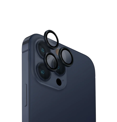 Uniq Optix Stainless Steel Frame Sapphire Camera Lens Protector for Apple iPhone 15 Pro Max - Blue