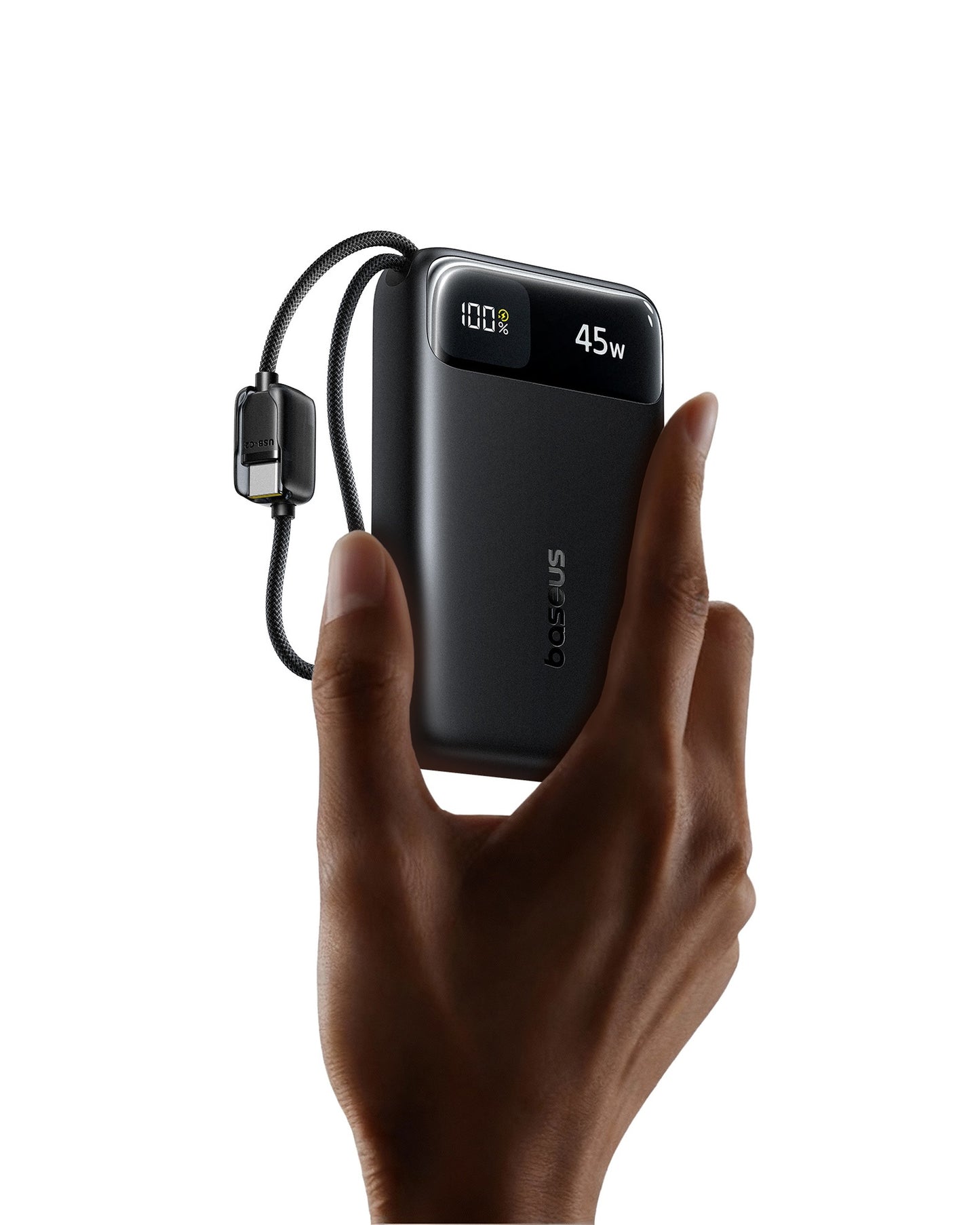 Baseus EnerFill FC11 Digital Display Power Bank with Dual Built-in USB-C Cables - 20000mAh / 45W / Cosmic Black