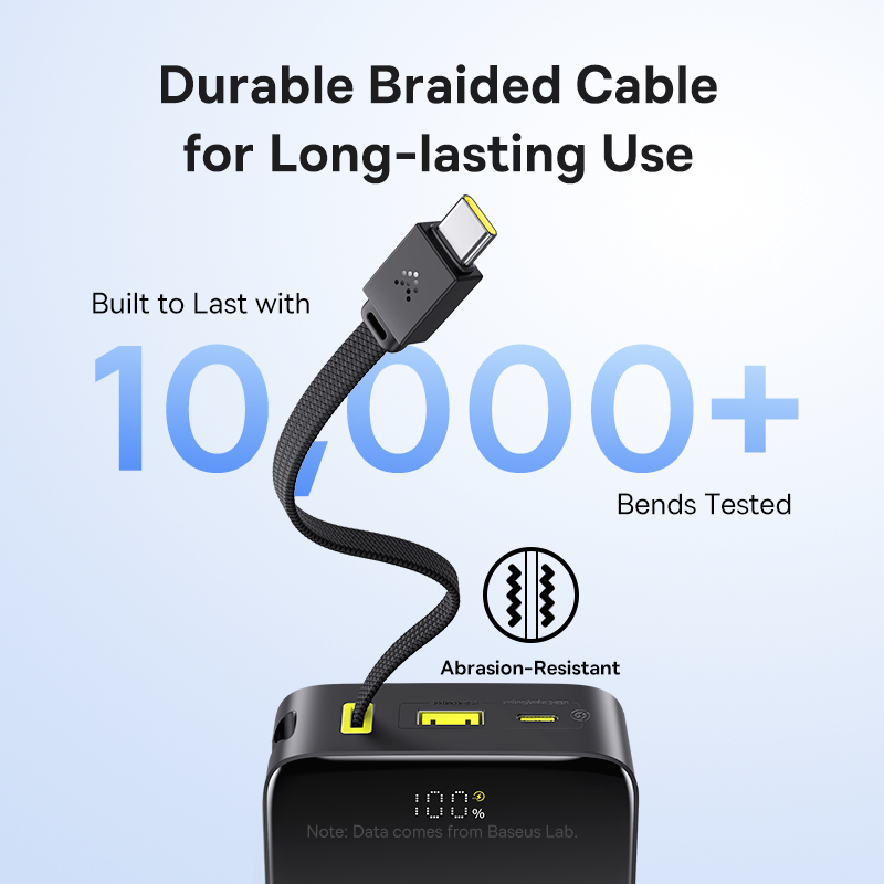 Baseus EnerFill FC51 Bipow2 Pro Digital Display Power Bank with Built-in Cable - 20000mAh / 22.5W / Cosmic Black