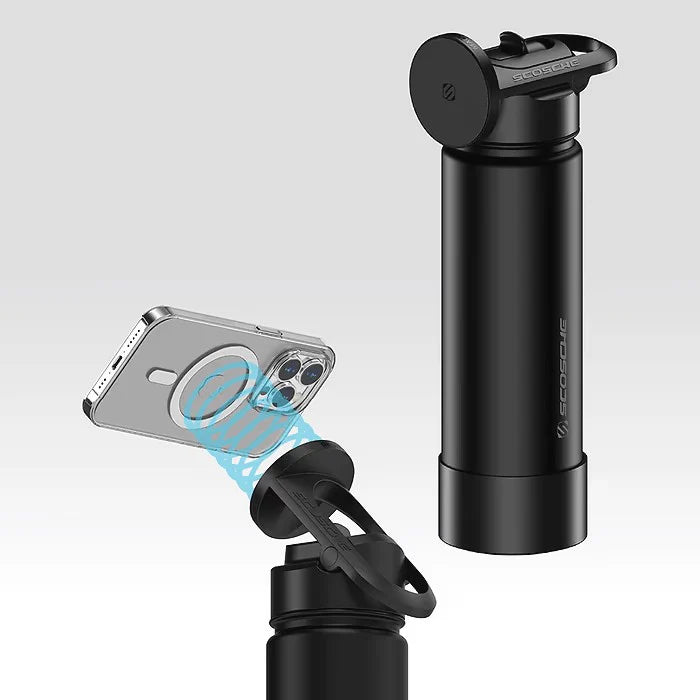 Bundle Offer - Scosche MagicMount Flask 650 ml Stainless Steel Insulated Water Bottle - Black + Ice Towel (Sleeve Packaging) - Gray +  Seawag Mela Universal SmartPhone WaterProof Case - Black + Waboba Classic Soccer ball - Sport line