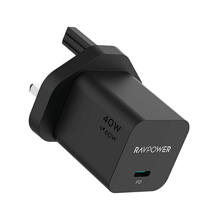 RavPower USB-C PD 40W GaN Wall Charger With 60W Max - Black