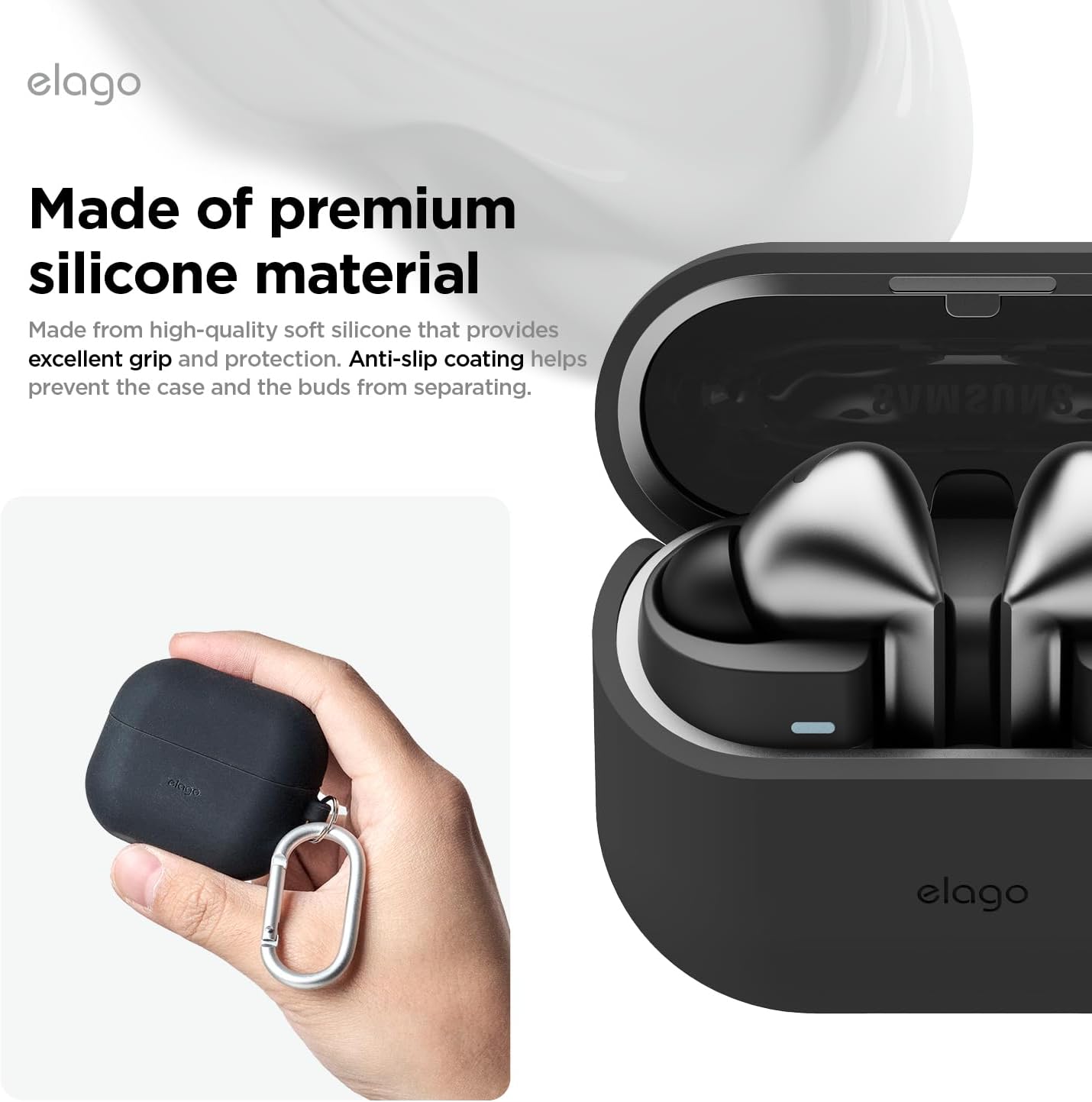 Elago Galaxy Buds 3 / 3 Pro / 3 FE Silicone Hang Case - Black