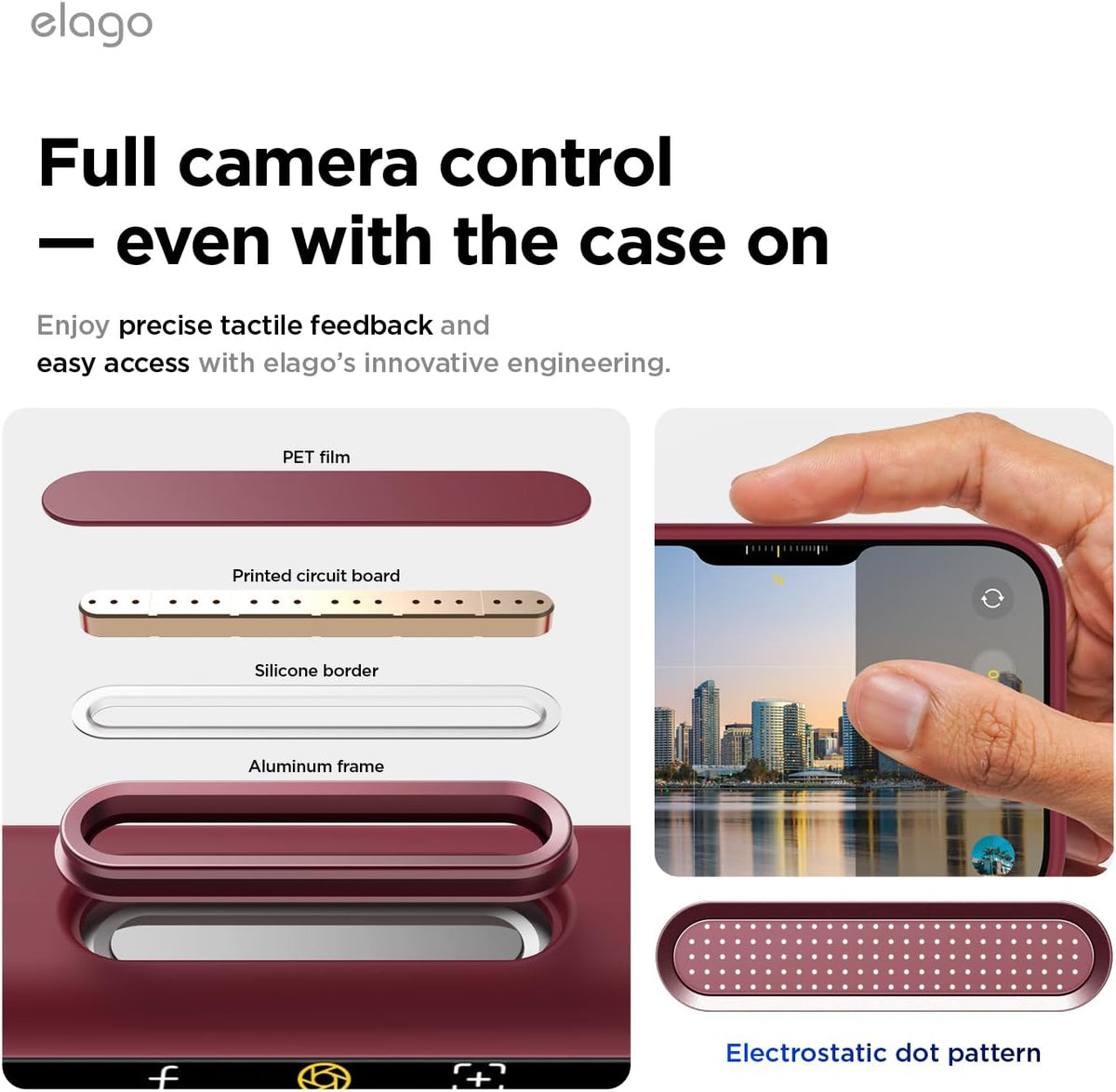 Elago Magnetic Silicone Case (Camera Control Key Included) For Apple iPhone 18 Pro Max / Apple iPhone 17 Pro Max - Burgundy