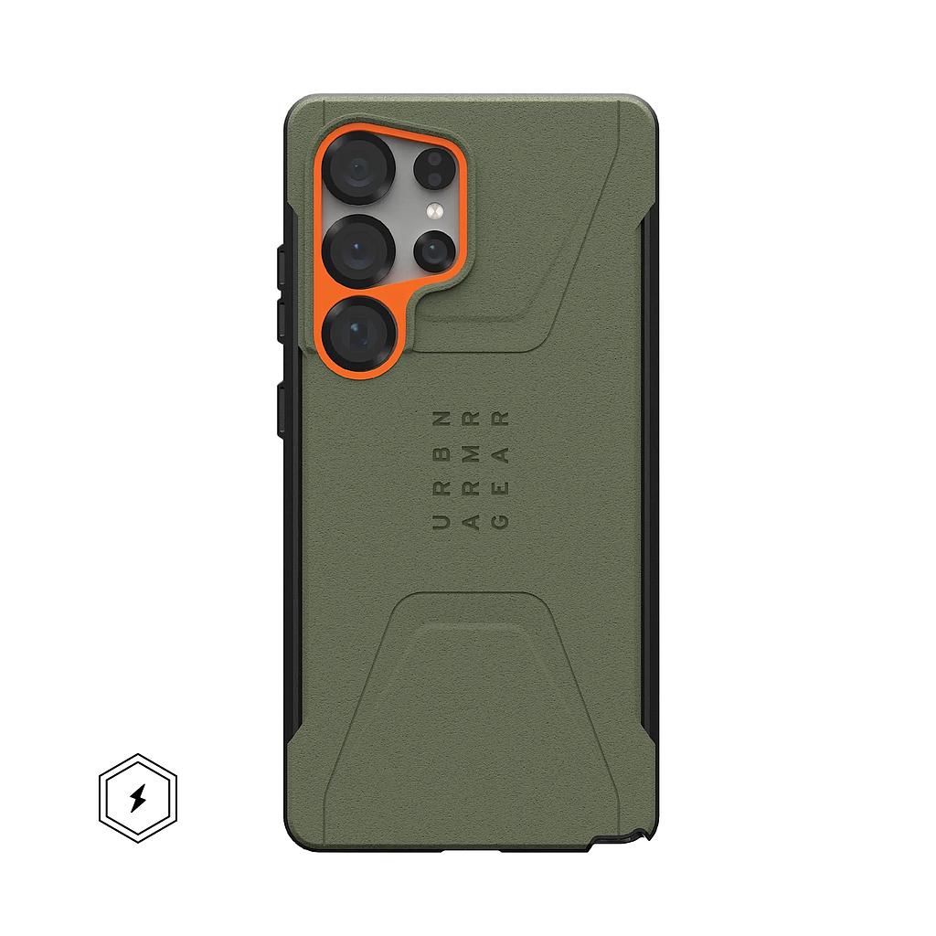 UAG Samsung Galaxy S25 Ultra Civilian MagSafe Case - Olive Drab/Orange