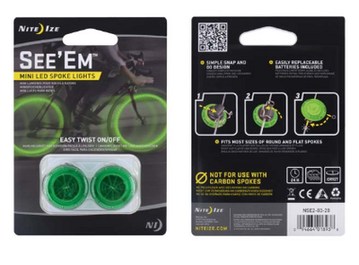 NiteIze See'Em Mini LED Spoke Bike Lights - 2 Pack - Green