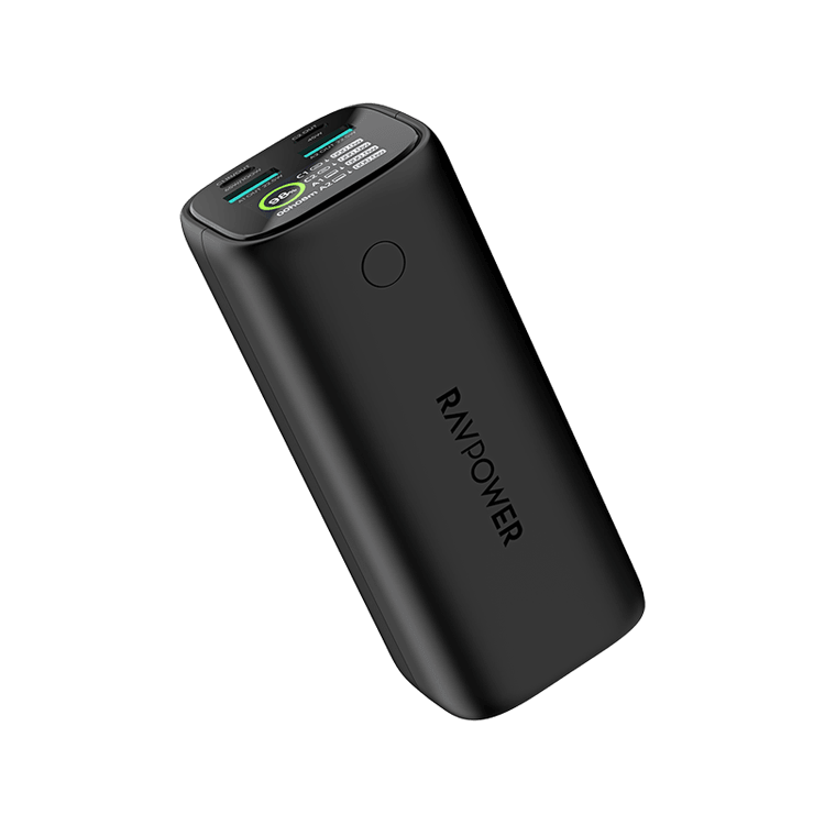 RavPower  2-Port USB-C and 2-Port USB-A PD 100W 20000mAh Digital Display Power Bank - Black