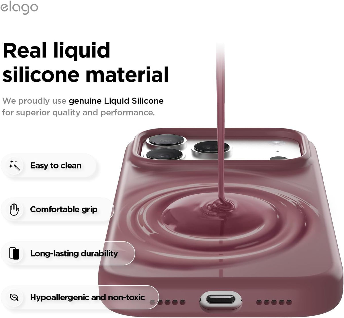 Elago Magnetic Silicone Case (Camera Control Key Included) For Apple iPhone 18 Pro / Apple iPhone 17 Pro - Burgundy
