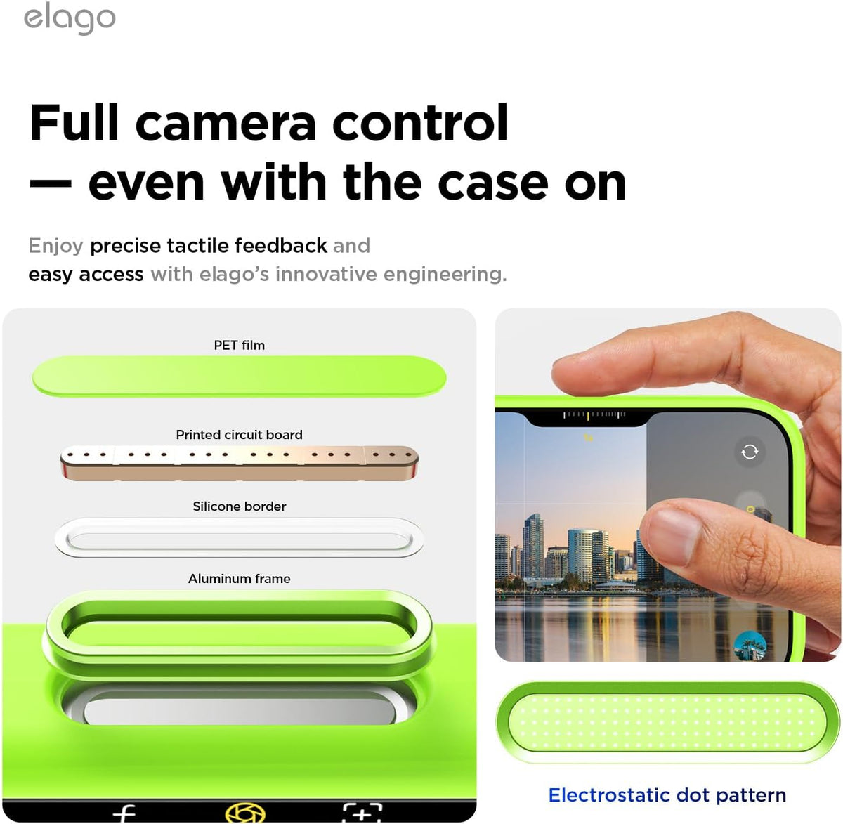 Elago Magnetic Silicone Case (Camera Control Key Included) For Apple iPhone 18 Pro Max / Apple iPhone 17 Pro Max -Lime Green