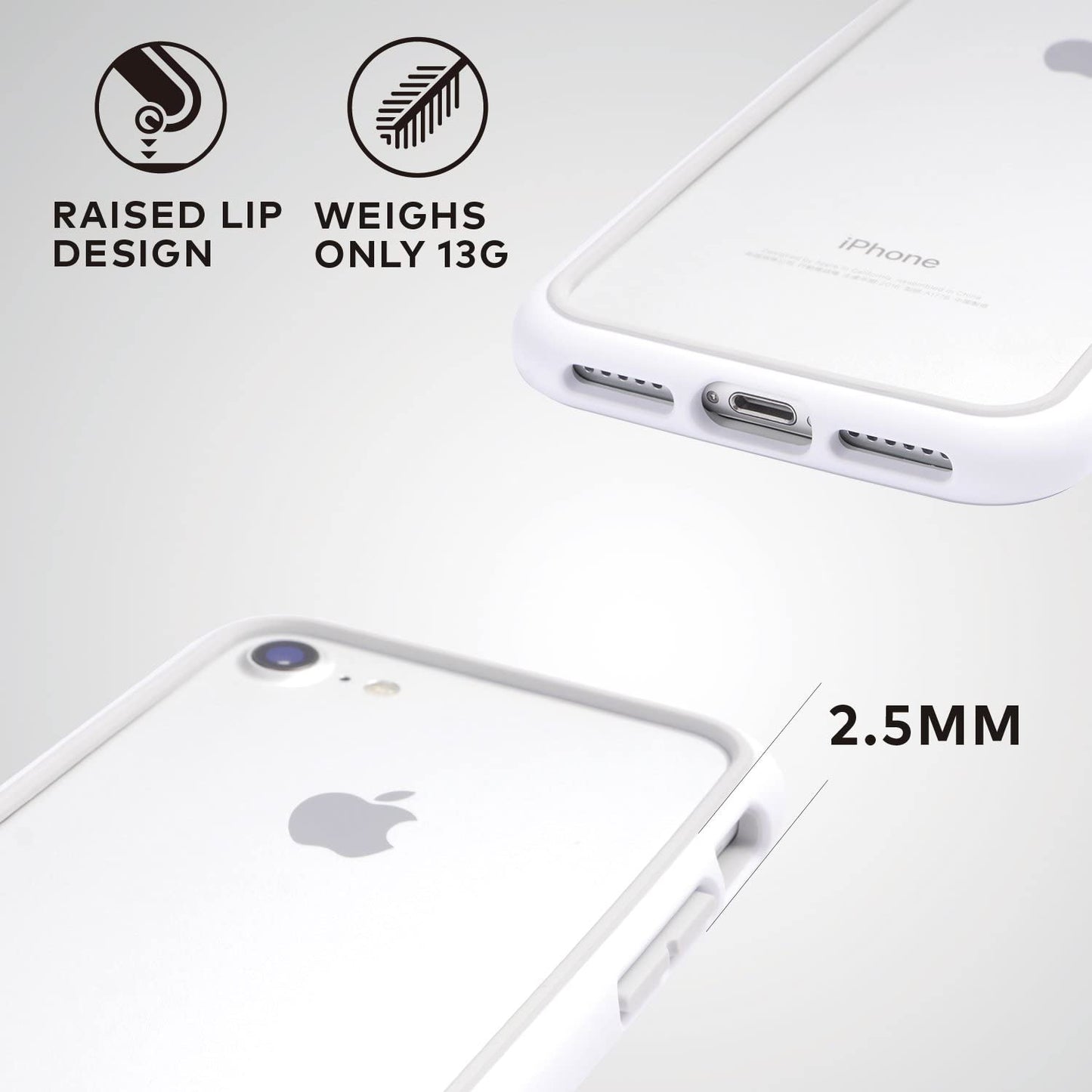 RHINOSHIELD Crash Guard Bumper Case - Apple iPhone SE/7/8 / White Accessories > Mobiles & Tablets > Mobiles > Covers &