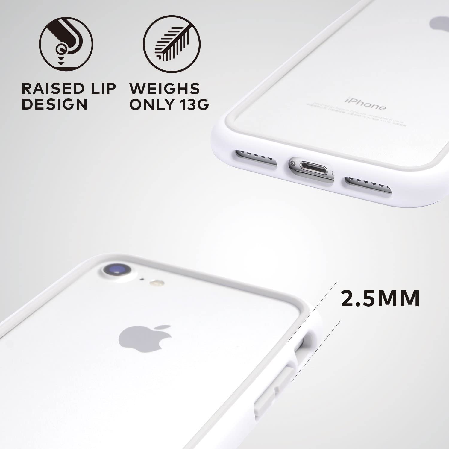 RHINOSHIELD Crash Guard Bumper Case - Apple iPhone SE/7/8 / White Accessories > Mobiles & Tablets > Mobiles > Covers &