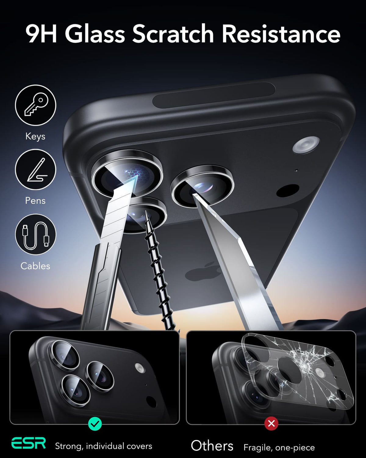 ESR Armorite Camera Lens For Apple iPhone 18 Pro / Apple iPhone 18 Pro Max / Apple iPhone 17 Pro / Apple iPhone 187 Pro Max - Clear