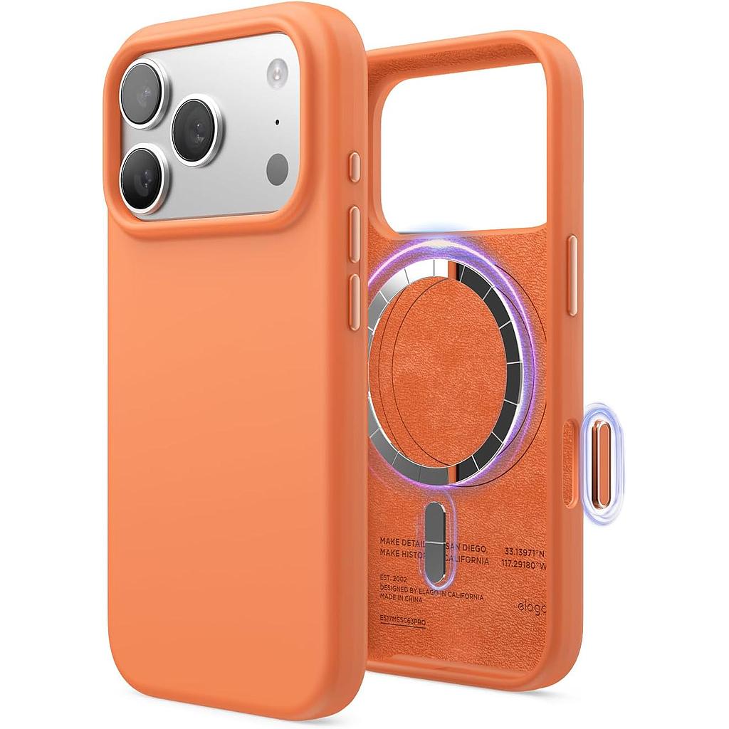 Elago Apple iPhone 18 Pro Max / Apple iPhone 17 Pro Max Magnetic Silicone Case (Camera Control Key Included) - Orange