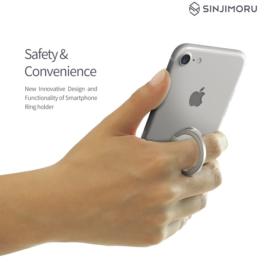Sinjimoru Ringo Mini Phone Ring Holder & Finger Ring Stand 360 Rotation - Metallic Black