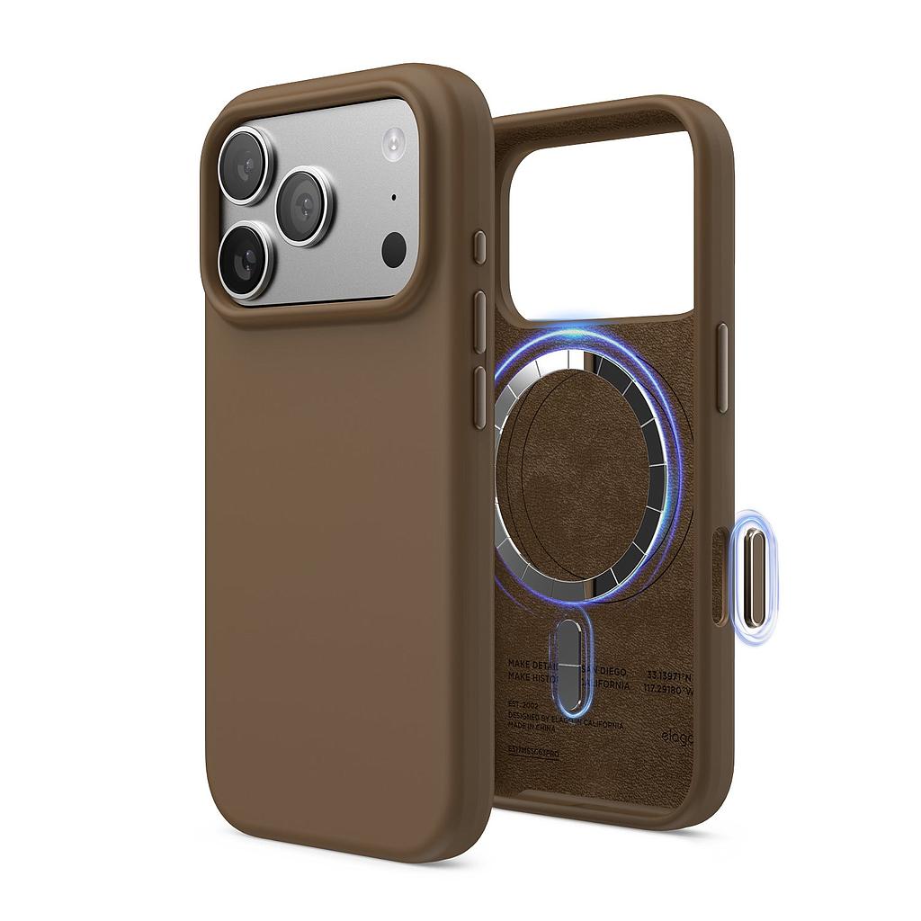 Elago iPhone 17 Pro Magnetic Silicone Case (Camera Control Key Included)  - Brown