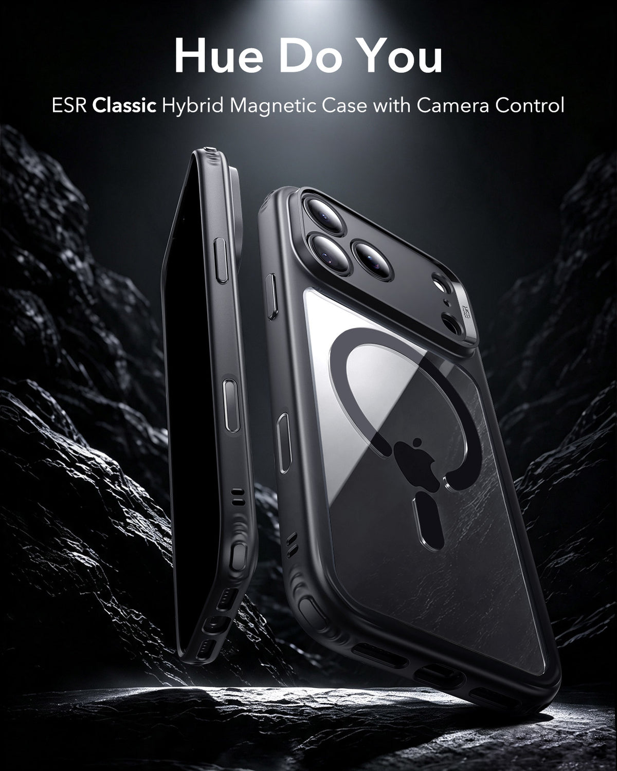 ESR Halolock Classic Hybrid (Camera Control Button) Case For Apple iPhone 18 Pro / Apple iPhone 17 Pro - Black