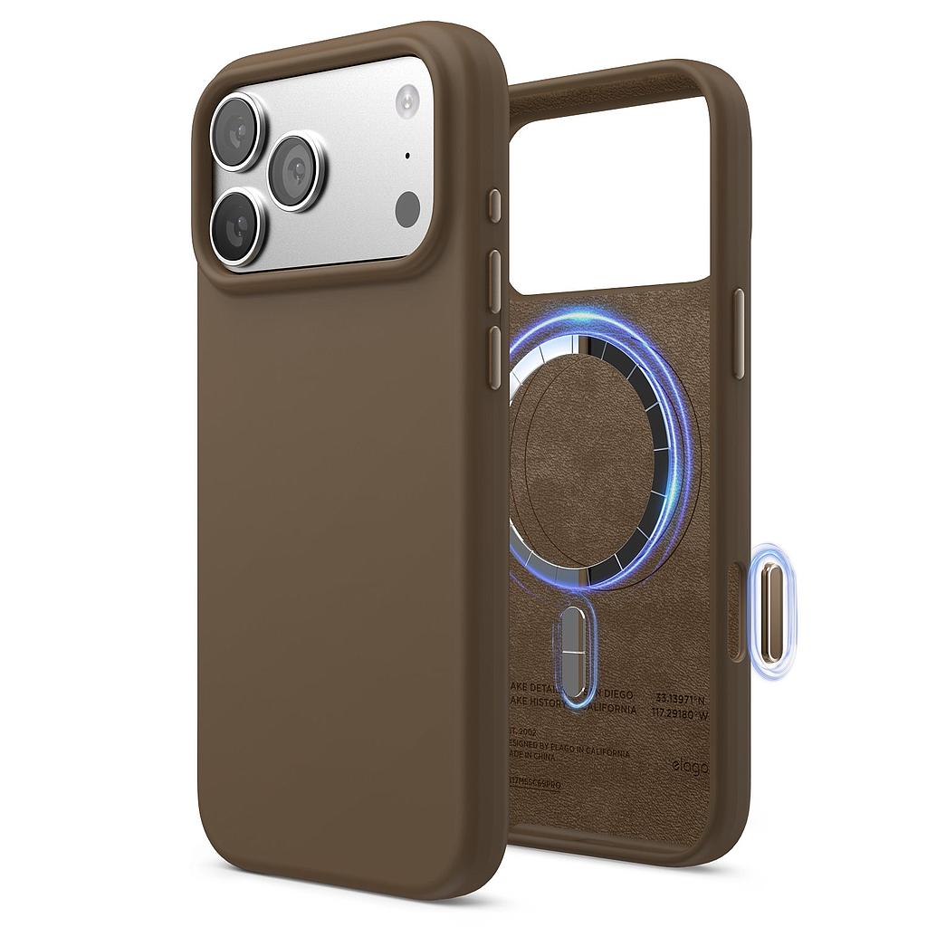 Elago iPhone 17 Pro Max Magnetic Silicone Case (Camera Control Key Included)  - Brown