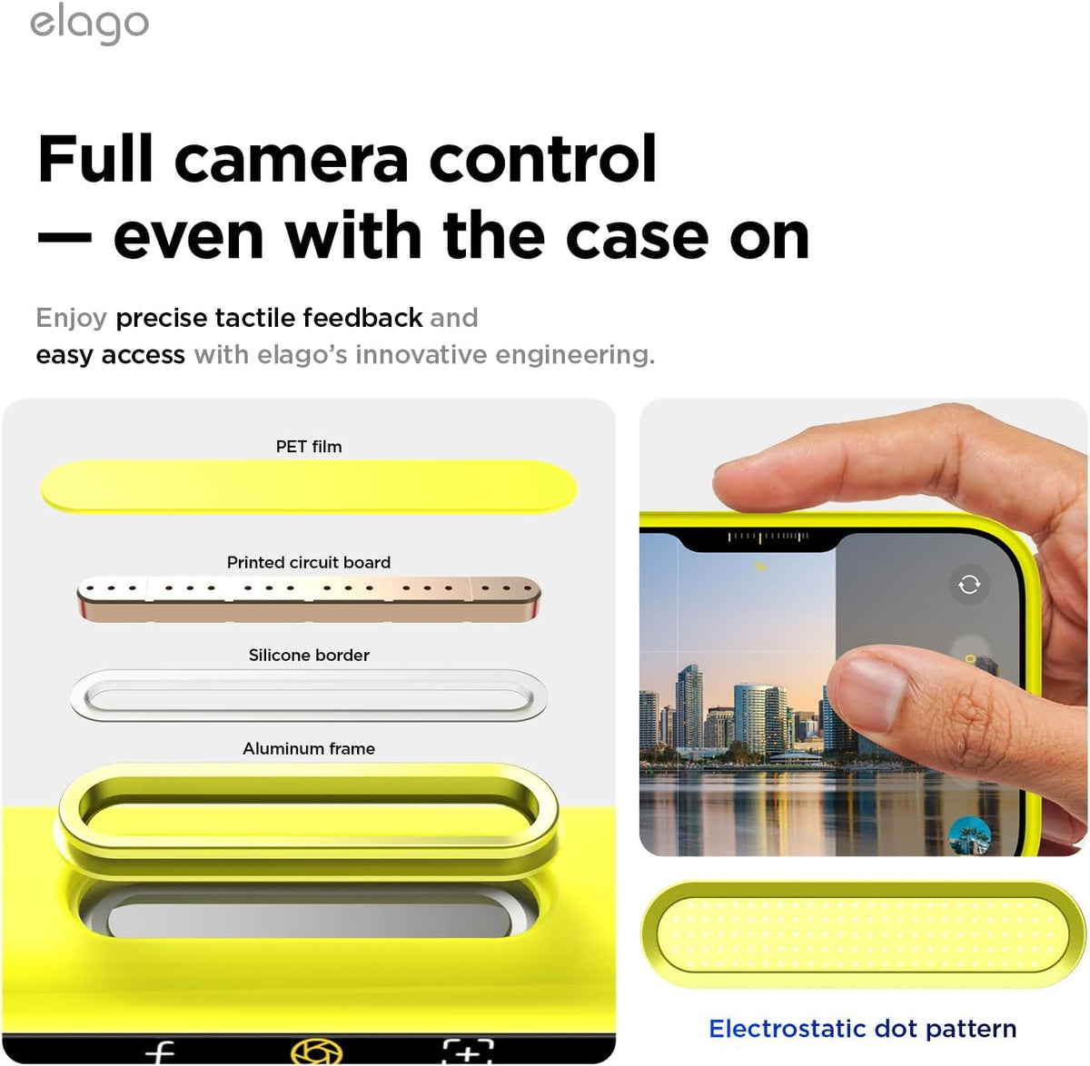 Elago Magnetic Silicone Case (Camera Control Key Included) For Apple iPhone 18 Pro Max / Apple iPhone 17 Pro Max - Neon Yellow
