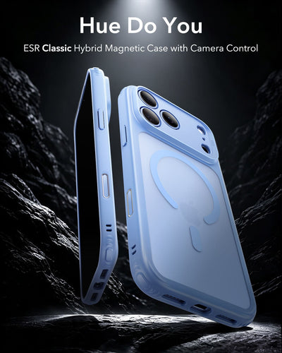 ESR Classic Hybrid Magnetic Case (Camera Control) For Apple iPhone 18 Pro Max / Apple iPhone 17 Pro Max - Frosted Light Blue