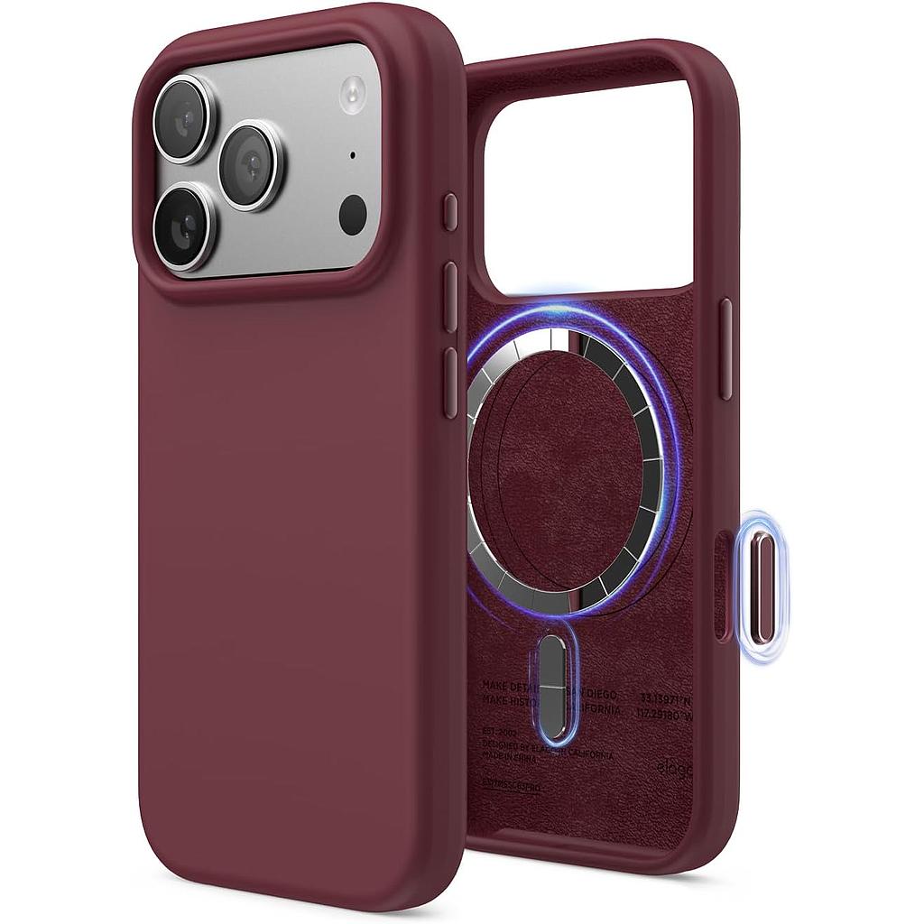 Elago Magnetic Silicone Case (Camera Control Key Included) For Apple iPhone 18 Pro / Apple iPhone 17 Pro - Burgundy