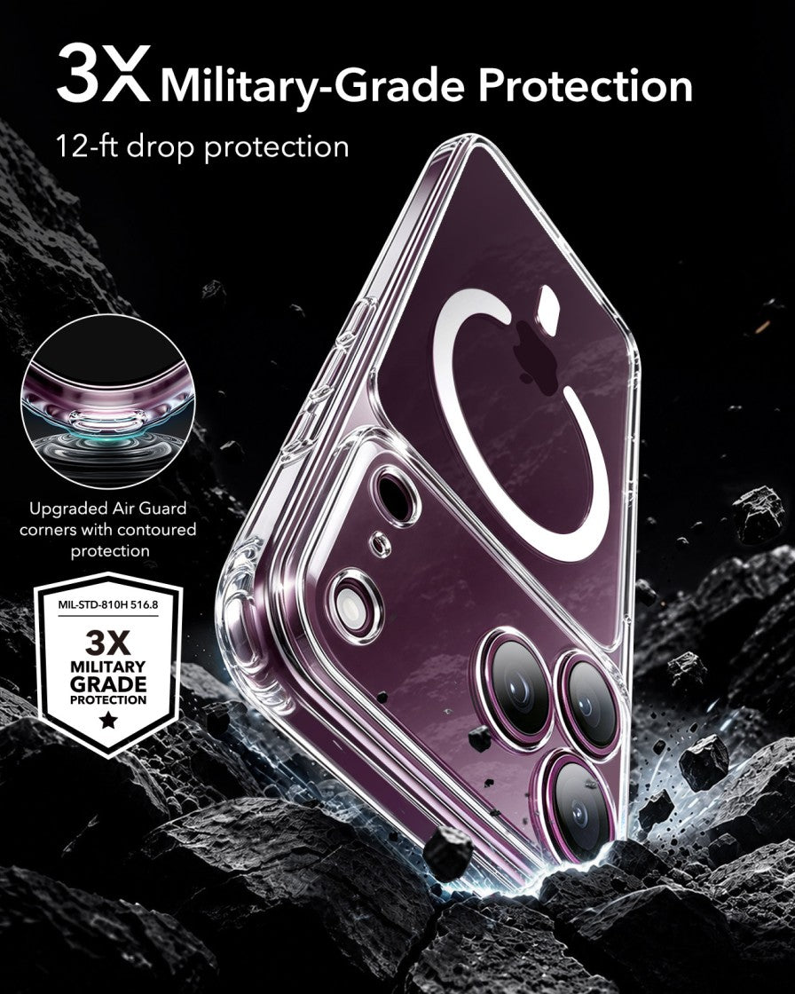 ESR Halolock Classic Hybrid (Camera Control Button) Case For Apple iPhone 18 Pro / Apple iPhone 17 Pro - Clear
