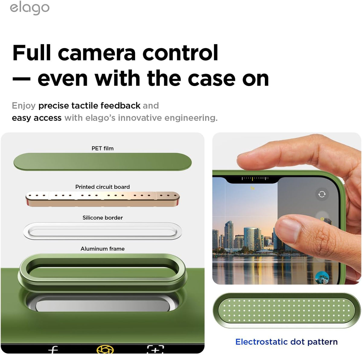Elago Magnetic Silicone Case (Camera Control Key Included) For Apple iPhone 18 Pro Max / Apple iPhone 17 Pro Max - Cedar Green