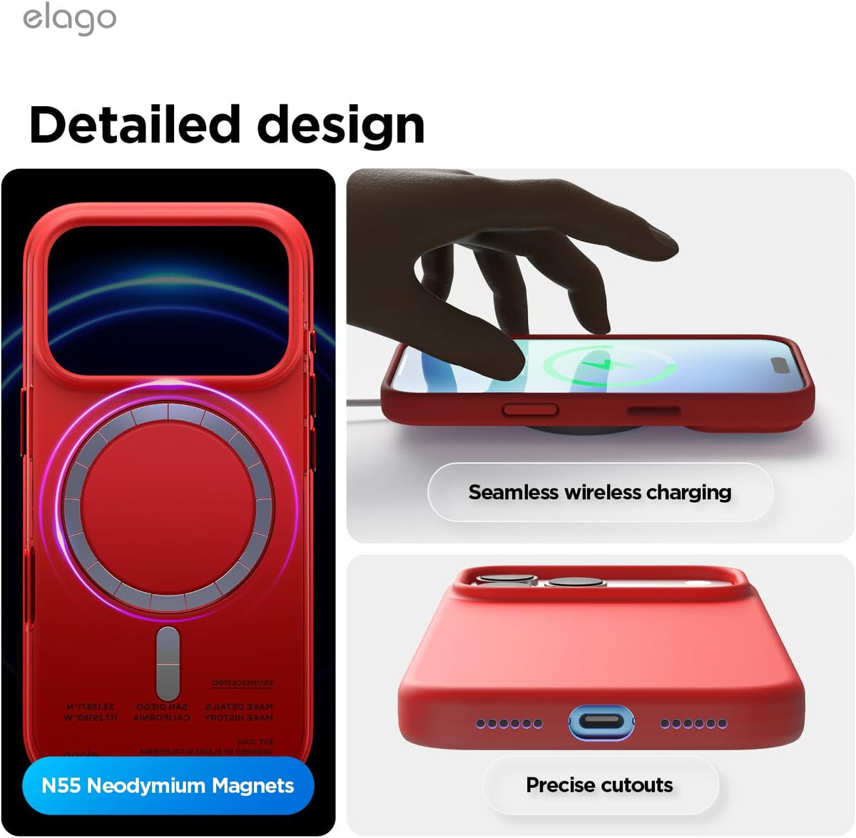 Elago Magnetic Silicone Case (Camera Control Key Included) For Apple iPhone 18 Pro Max / Apple iPhone 17 Pro Max - Red