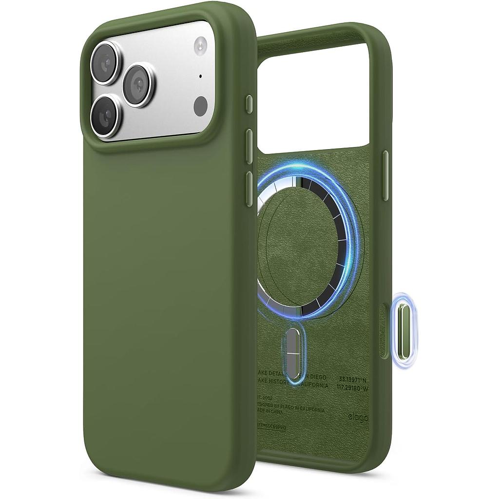 Elago Magnetic Silicone Case (Camera Control Key Included) For Apple iPhone 18 Pro Max / Apple iPhone 17 Pro Max - Cedar Green