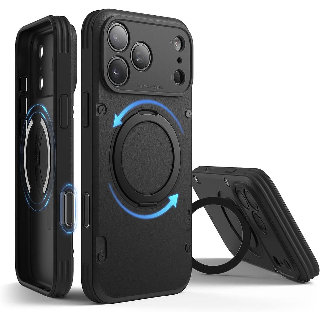 Elago Magnetic Armor Ring Stand Case (Capture Key Included & Full Camera Cover) For iPhone 18 Pro Max / Apple iPhone 17 Pro Max - Black