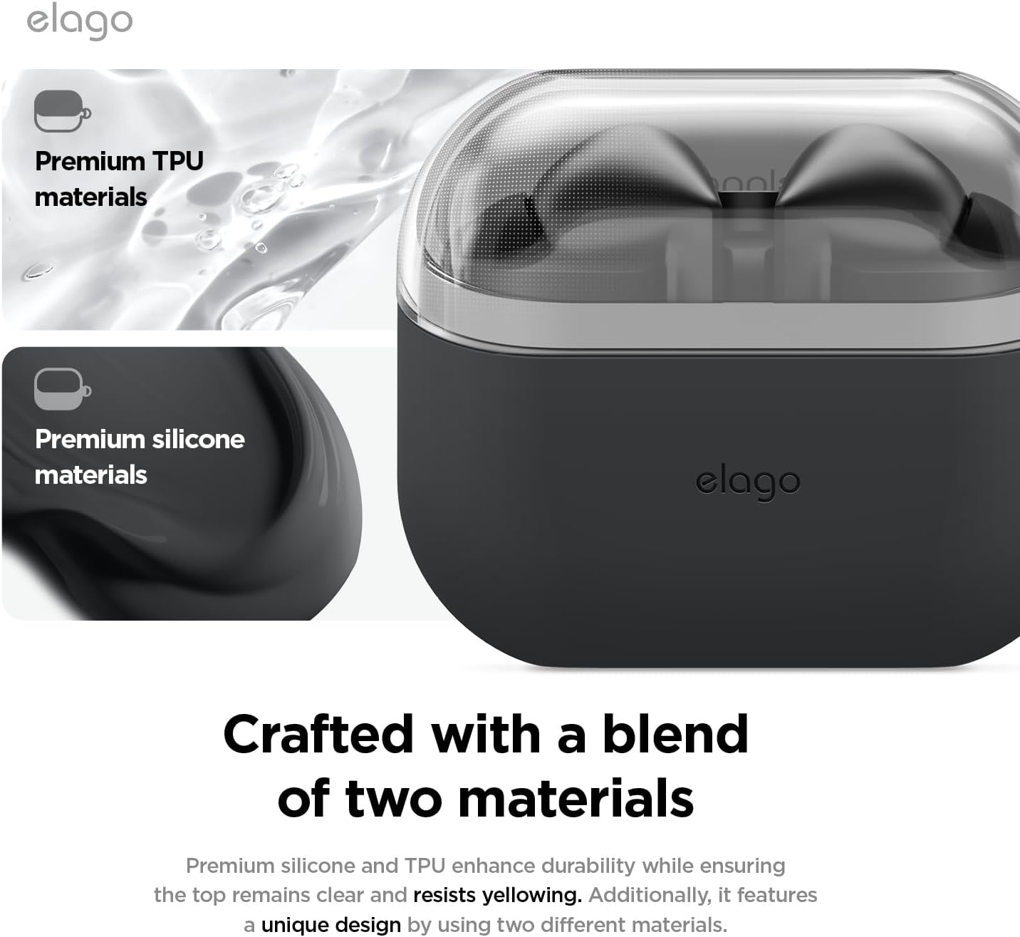 Elago Galaxy Buds 3 / 3 Pro / 3 FE Duo Hang Case - Clear/Black