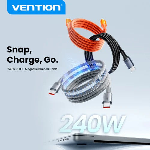Vention Magnetic Cable USB 2.0 C Male to C Male  Cable - 1 Meter / Black
