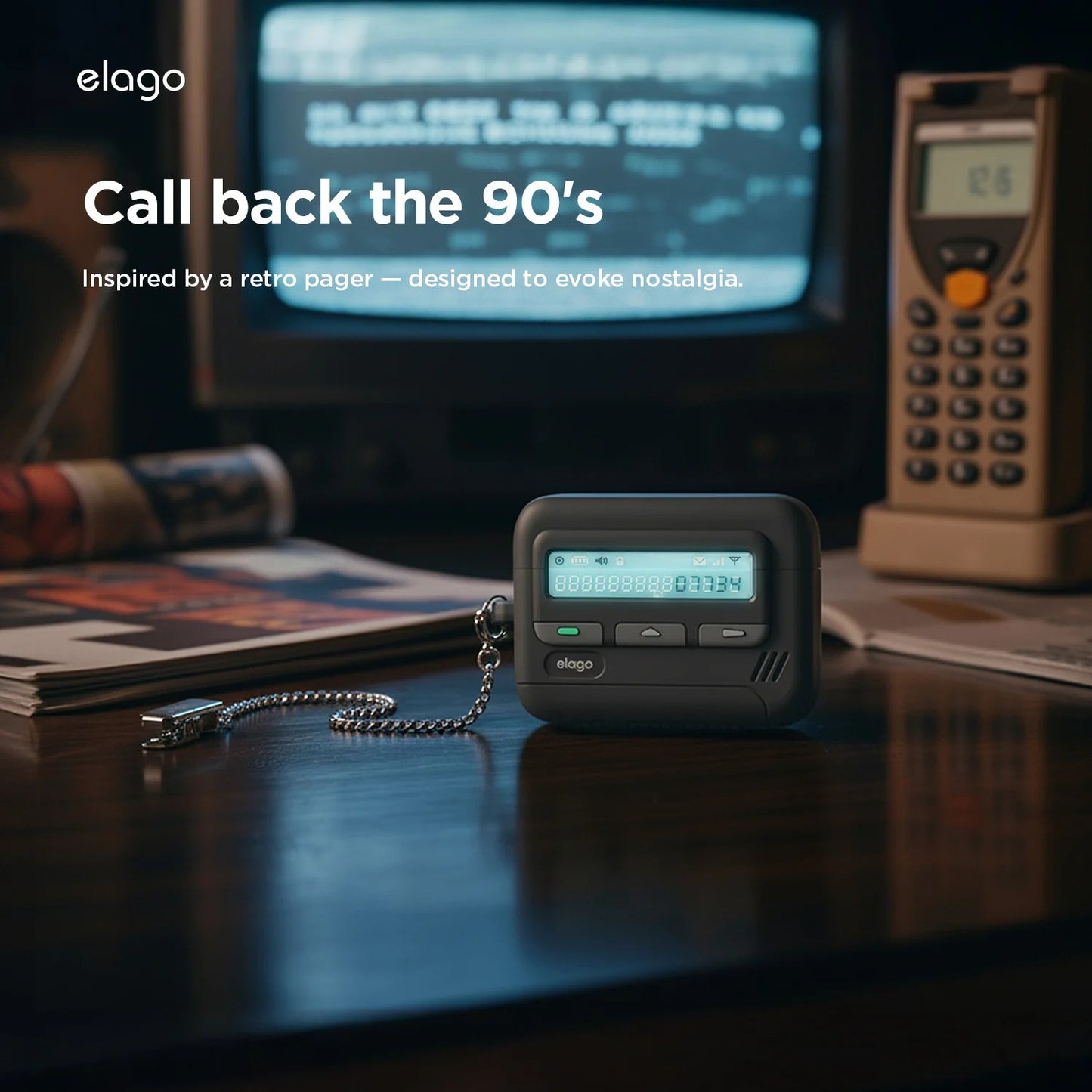 Elago AirPods Pro 3 Pager Case (Key Chain Included) - Black