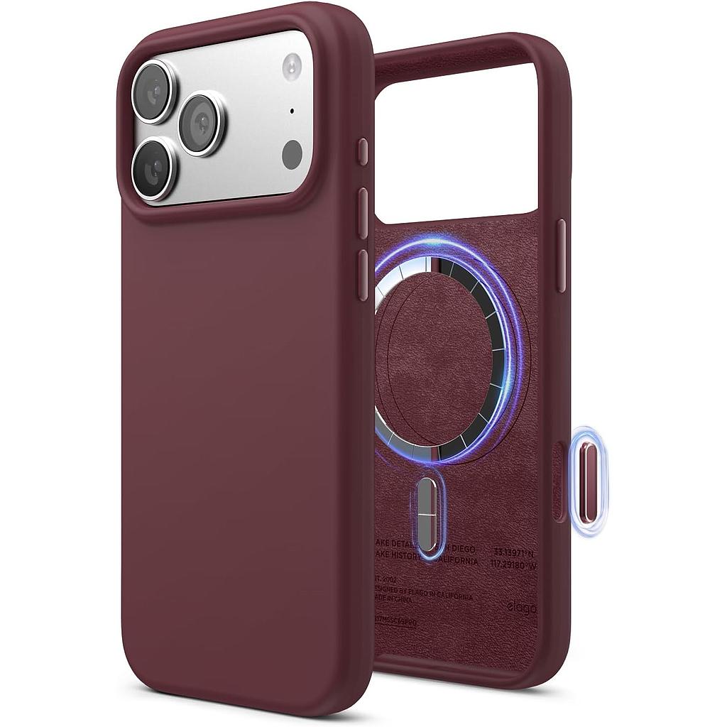 Elago Magnetic Silicone Case (Camera Control Key Included) For Apple iPhone 18 Pro Max / Apple iPhone 17 Pro Max - Burgundy