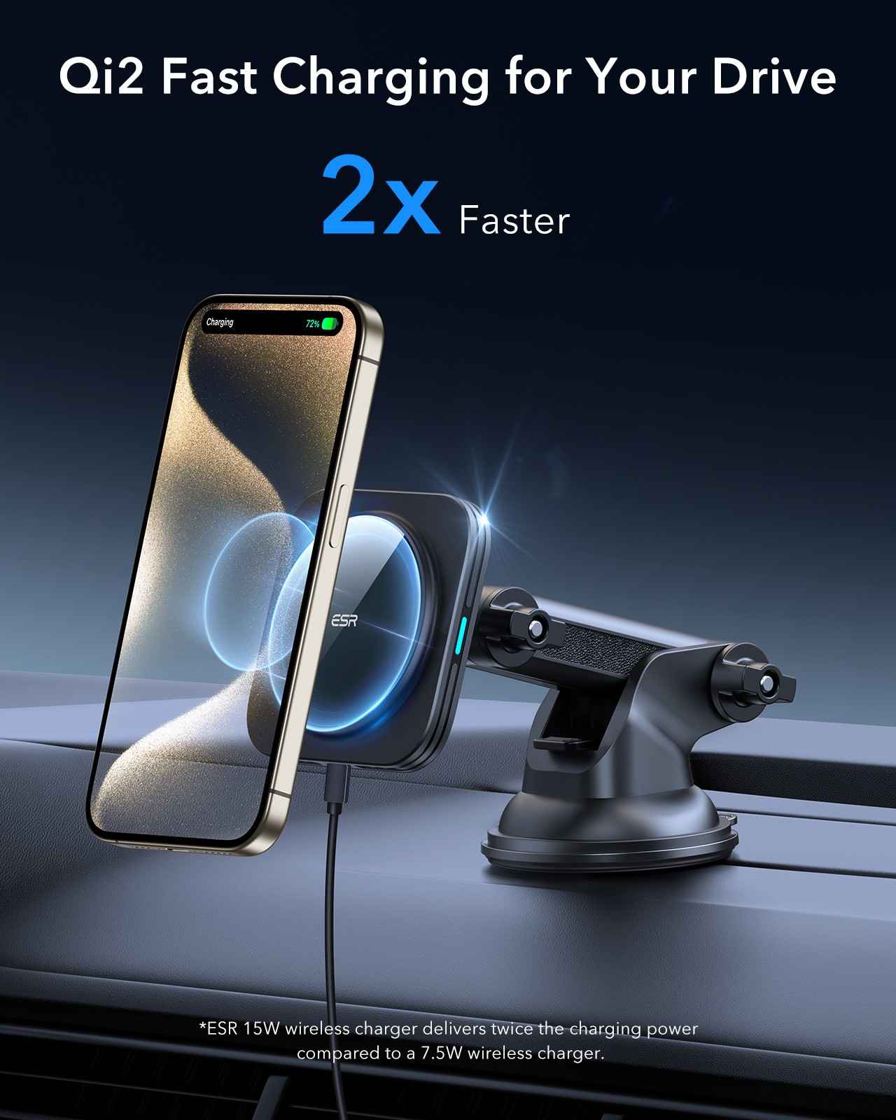 ESR Dashboard Wireless Charger Qi2