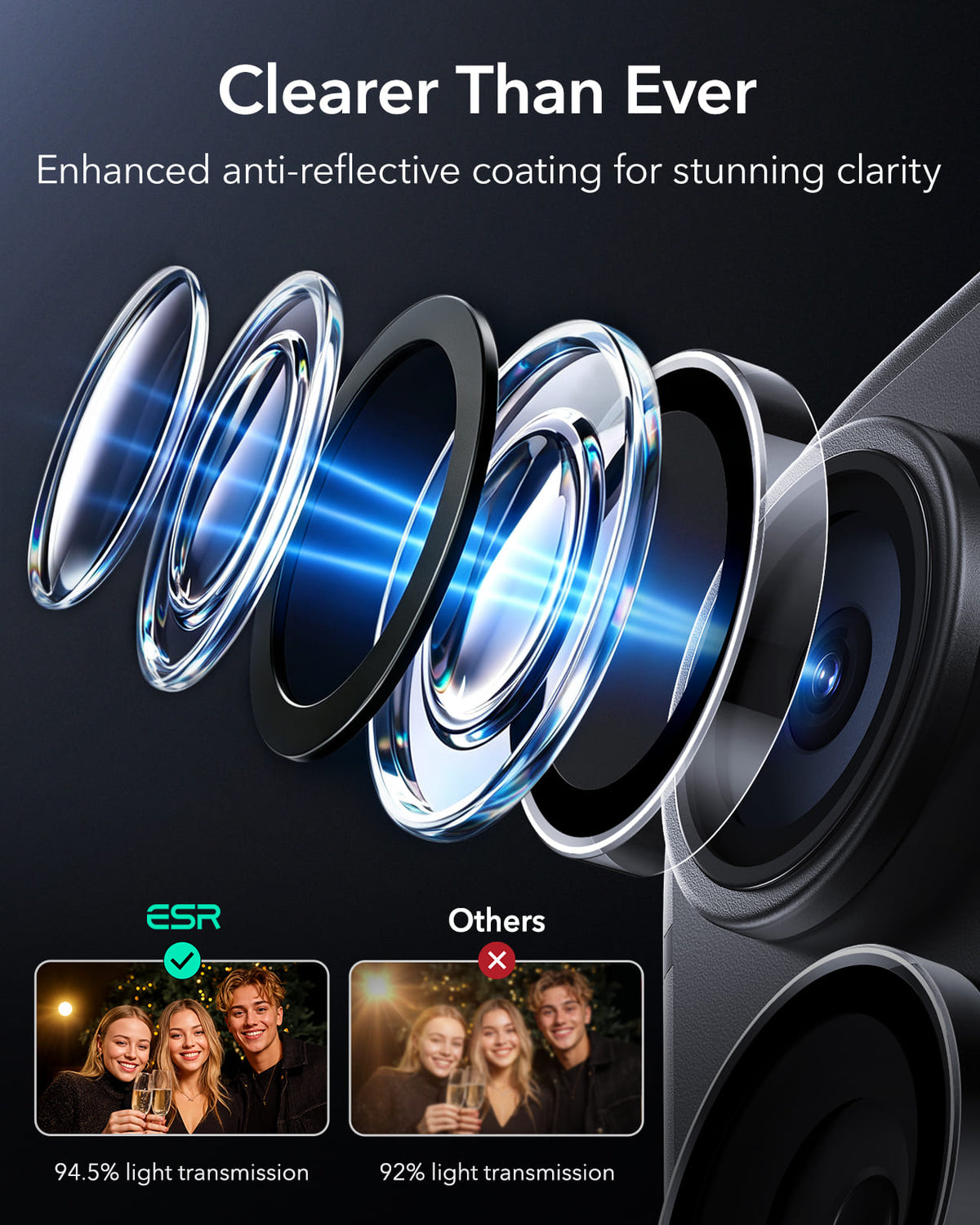 ESR Armorite Camera Lens For Apple iPhone 18 Pro / Apple iPhone 18 Pro Max / Apple iPhone 17 Pro / Apple iPhone 187 Pro Max - Clear