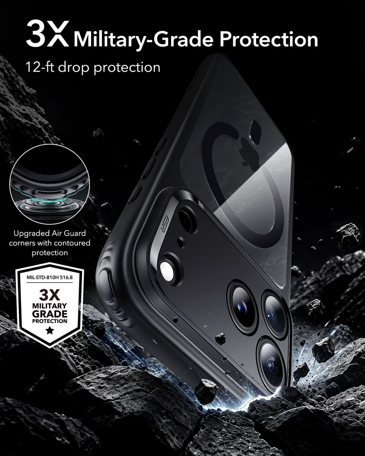 ESR Halolock Classic Hybrid (Camera Control Button) Case For iPhone 18  Pro Max / Apple iPhone 17 Pro Max - Black