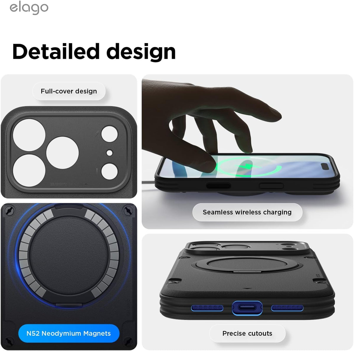 Elago Magnetic Armor Ring Stand Case (Capture Key Included & Full Camera Cover) For iPhone 18 Pro Max / Apple iPhone 17 Pro Max - Black