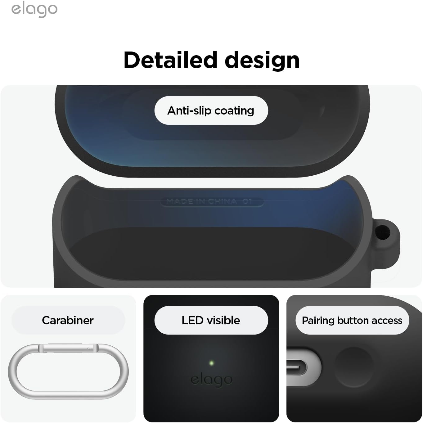 Elago Galaxy Buds 3 / 3 Pro / 3 FE Silicone Hang Case - Black