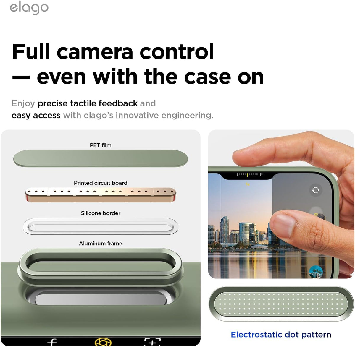 Elago Magnetic Silicone Case (Camera Control Key Included) For Apple iPhone 18 Pro Max / Apple iPhone 17 Pro Max - Khaki Green