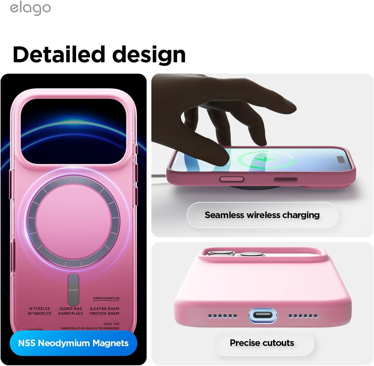 Elago Magnetic Silicone Case (Camera Control Key Included) For Apple iPhone 18 Pro Max / Apple iPhone 17 Pro Max - Hot Pink