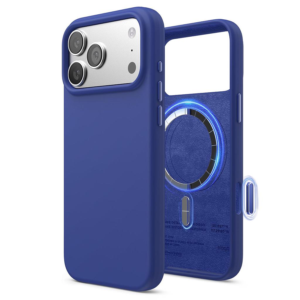 Elago iPhone 17 Pro Max Magnetic Silicone Case (Camera Control Key Included) - Cobalt Blue