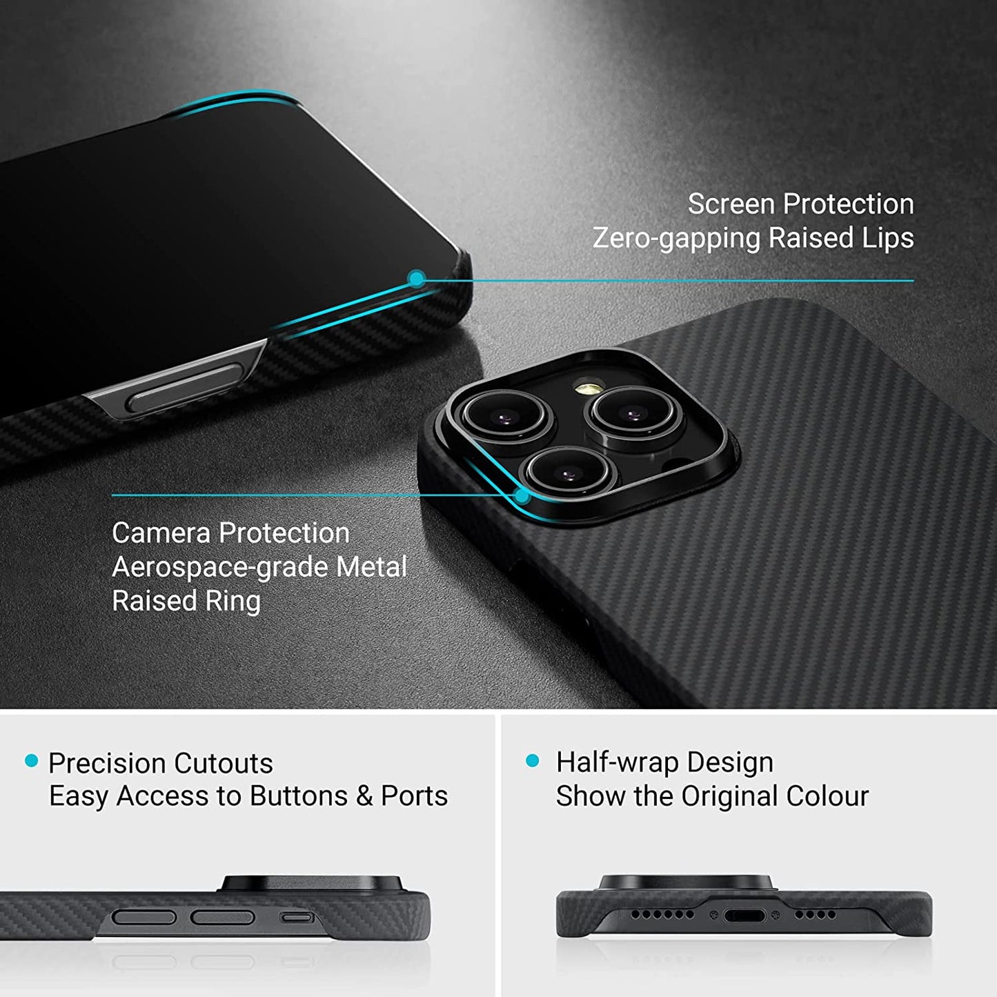 Pitaka Iphone 14 Pro Magez Case - Black/Grey Twill