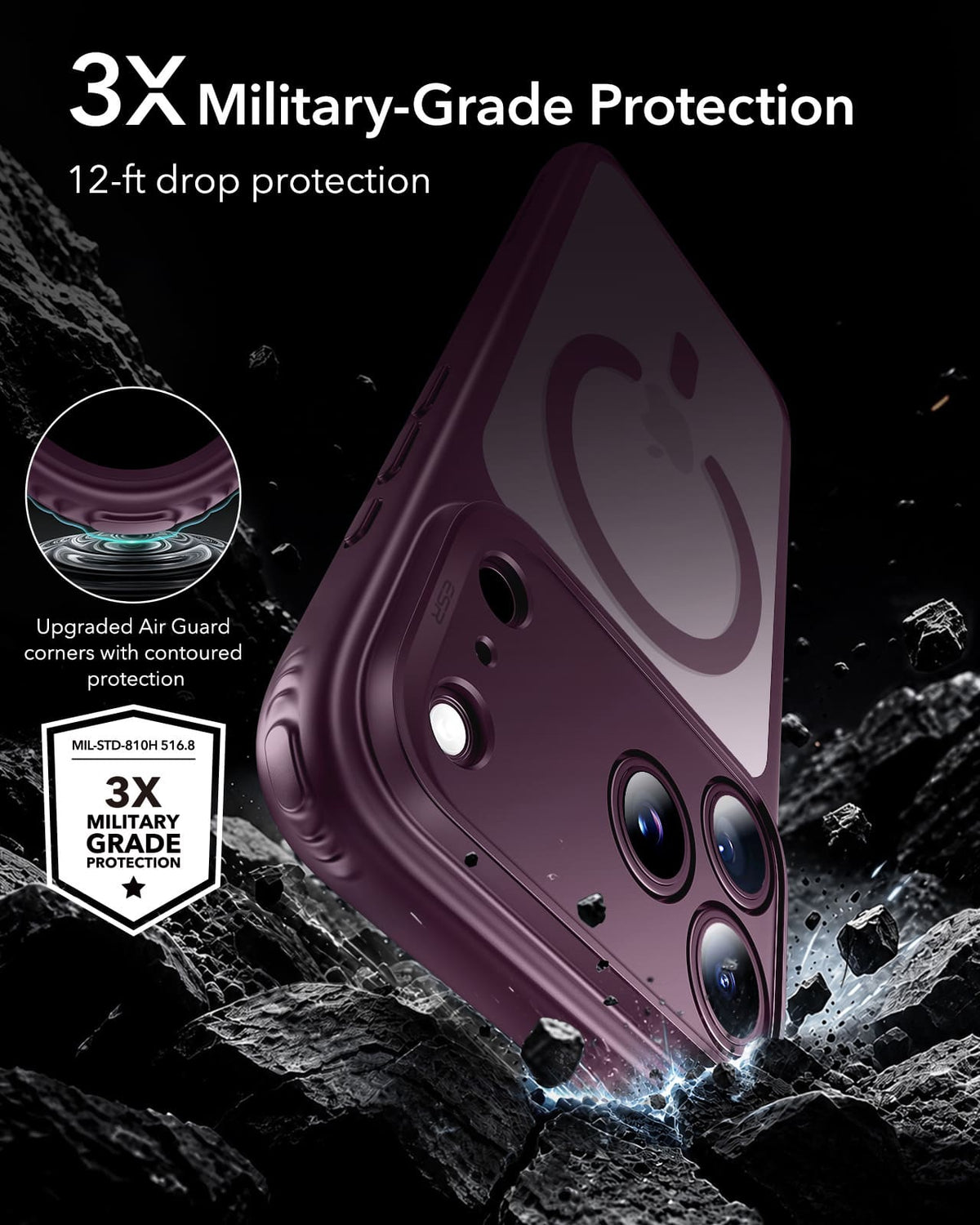 ESR Halolock Classic Hybrid (Camera Control Button) Case For iPhone 18  Pro Max / Apple iPhone 17 Pro Max - Frosted Red