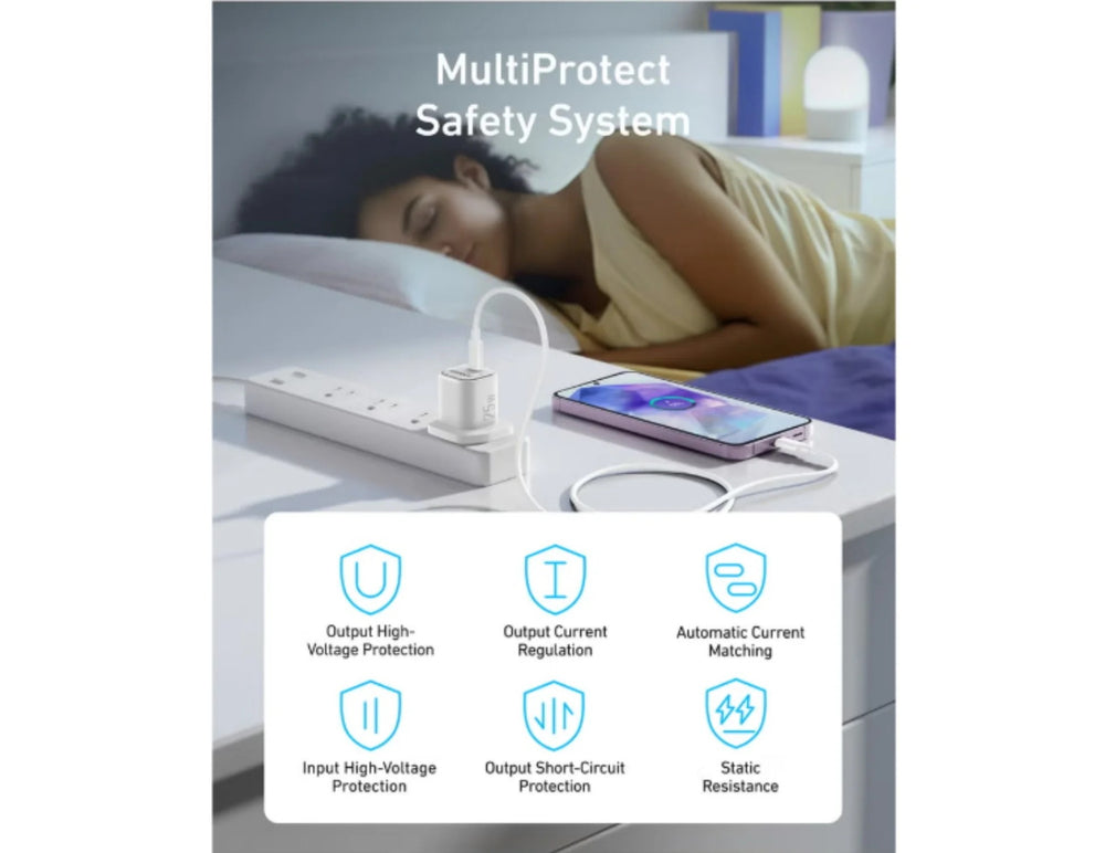 Anker Charger (25W, Compact) with USB-C cable- White