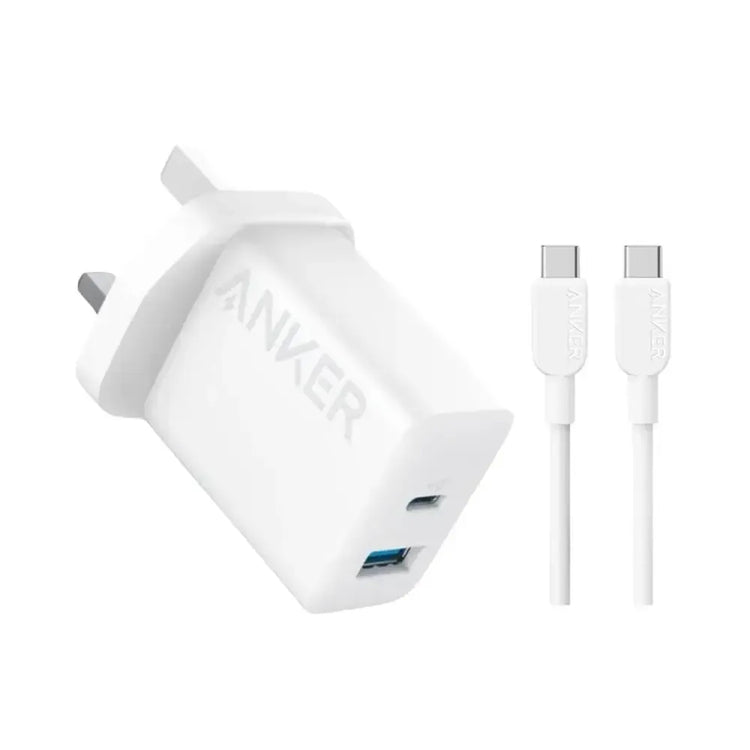 Anker Dual-Port Fast Charger with USB-C Cable - 20W / White