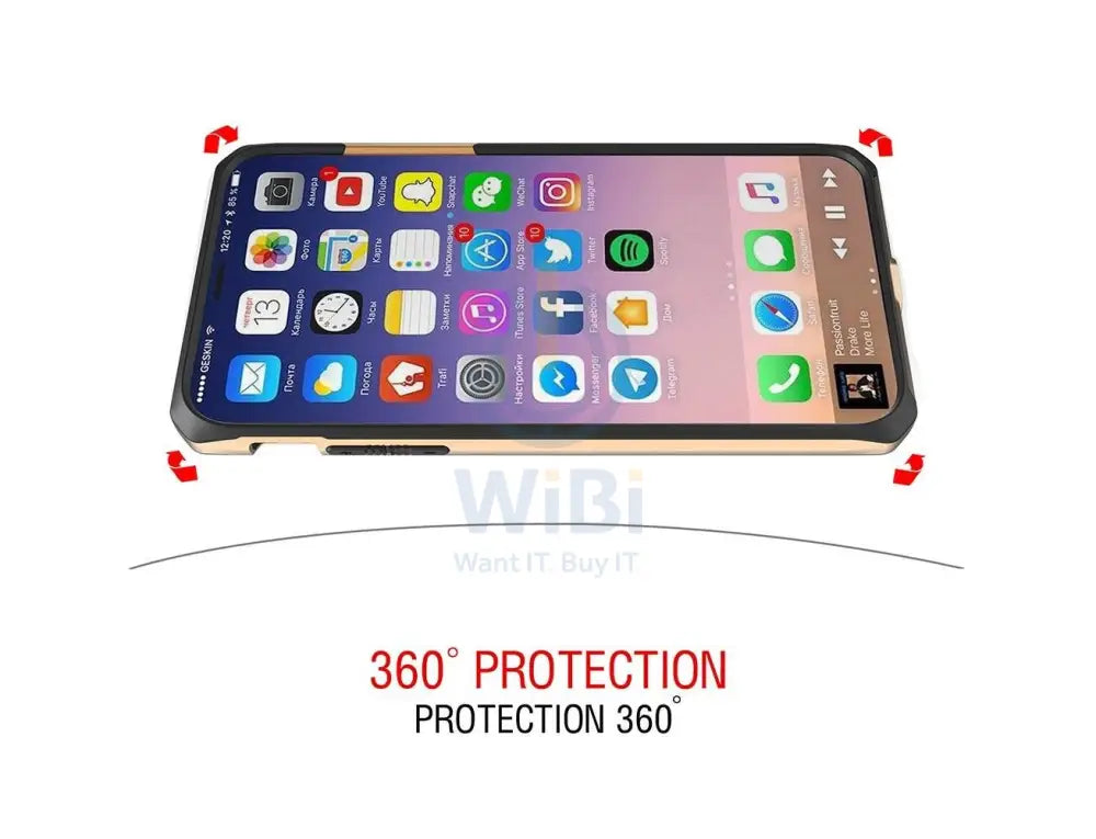 Itskins Hybrid Edge Metallic Frame Case Anti Shock Up To 2 Mtr For iPhone Xs Max - Gold Accessories > Mobiles & Tablets