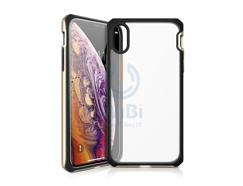 Itskins Hybrid Edge Metallic Frame Case Anti Shock Up To 2 Mtr For iPhone Xs Max - Gold Accessories > Mobiles & Tablets